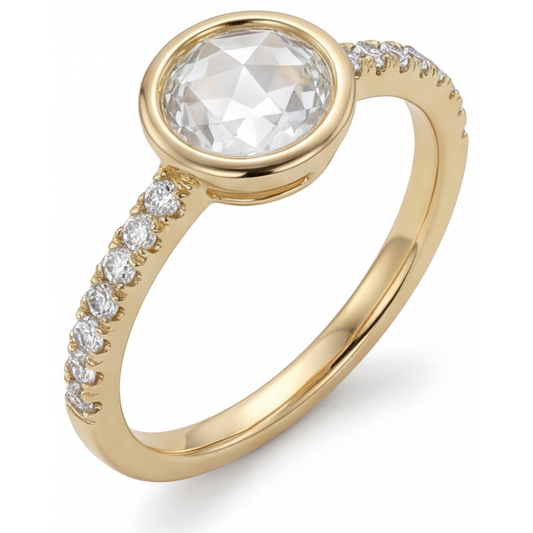 Genuine Fine Diamond Solitaire Engagement Ring 1.50 ct 14K Yellow Gold – front view