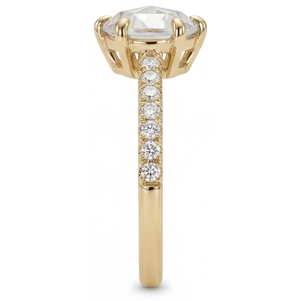Earth-Mined Fine Diamond Solitaire Engagement Ring 2.25 ct 14 Karat Yellow Gold – side view