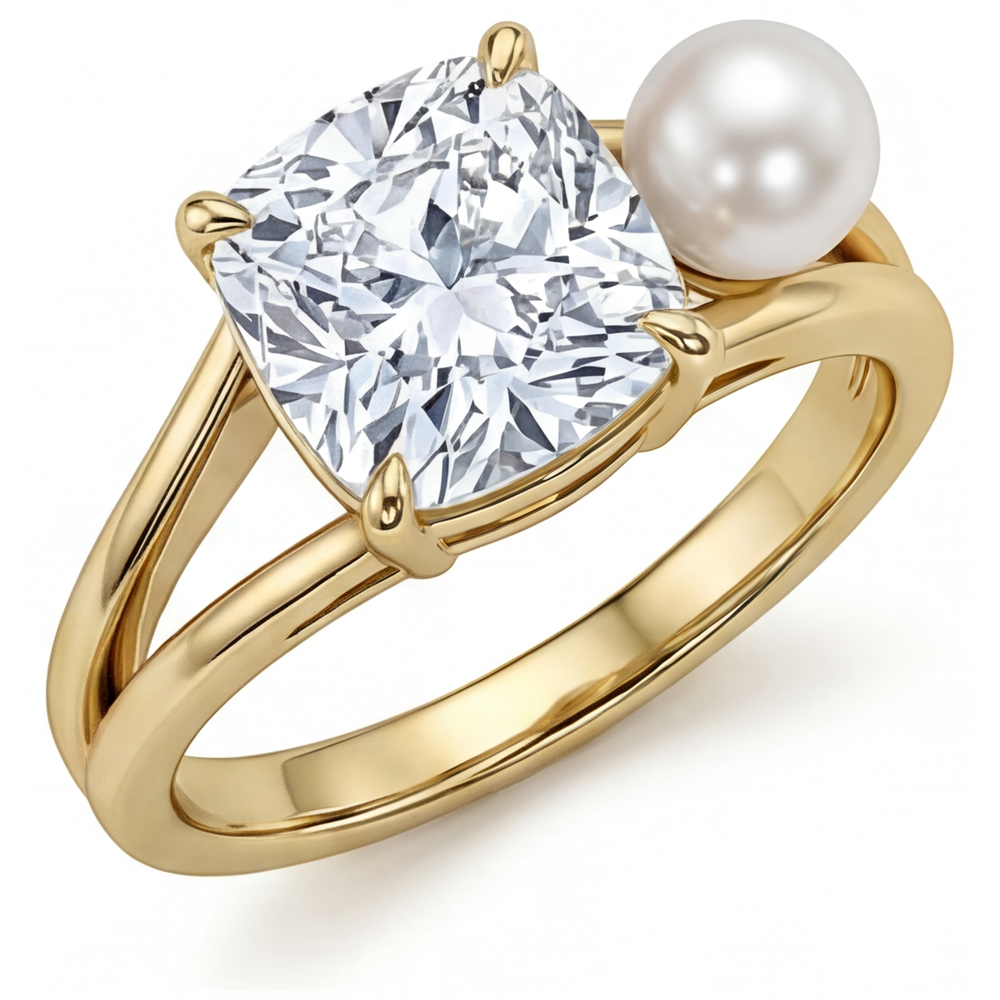 Solitaire Ring 14K Yellow Gold with Fine Diamond – front view