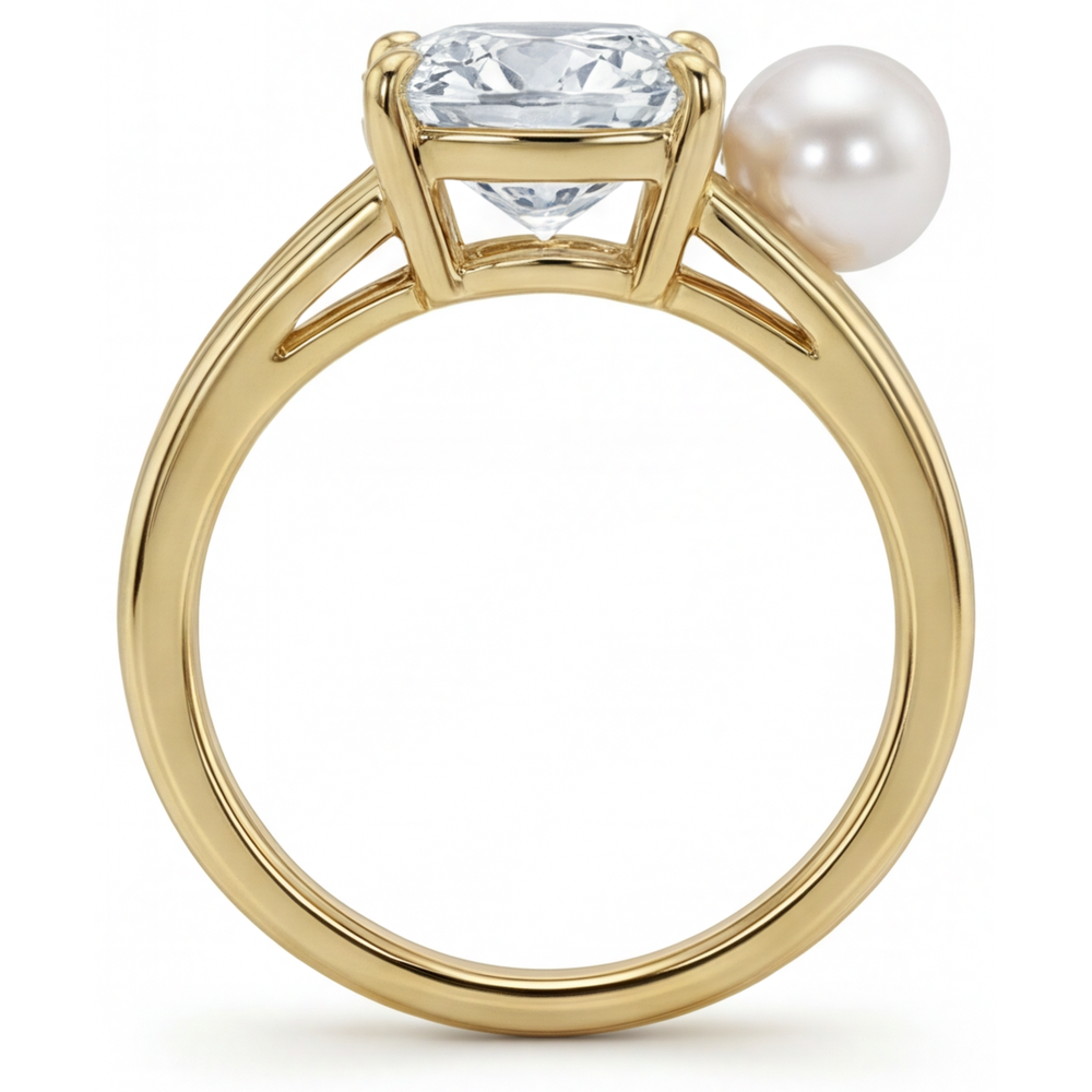 Authentic Fine Diamond Solitaire Ring 2 ct 14K Yellow Gold – profile view