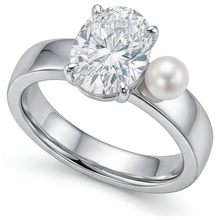 Fine Diamond Oval Cut Solitaire Ring in 14K White Gold – front view