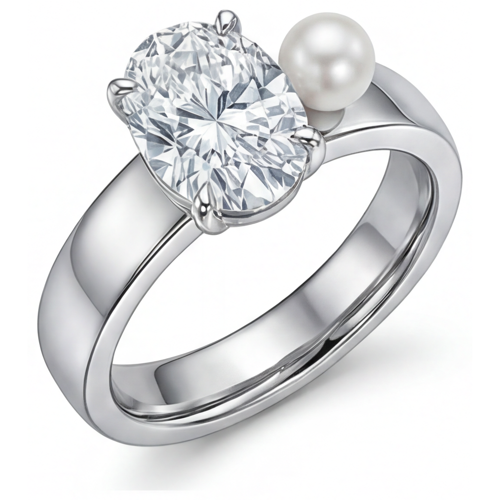 Real Fine Diamond Solitaire Ring – side view