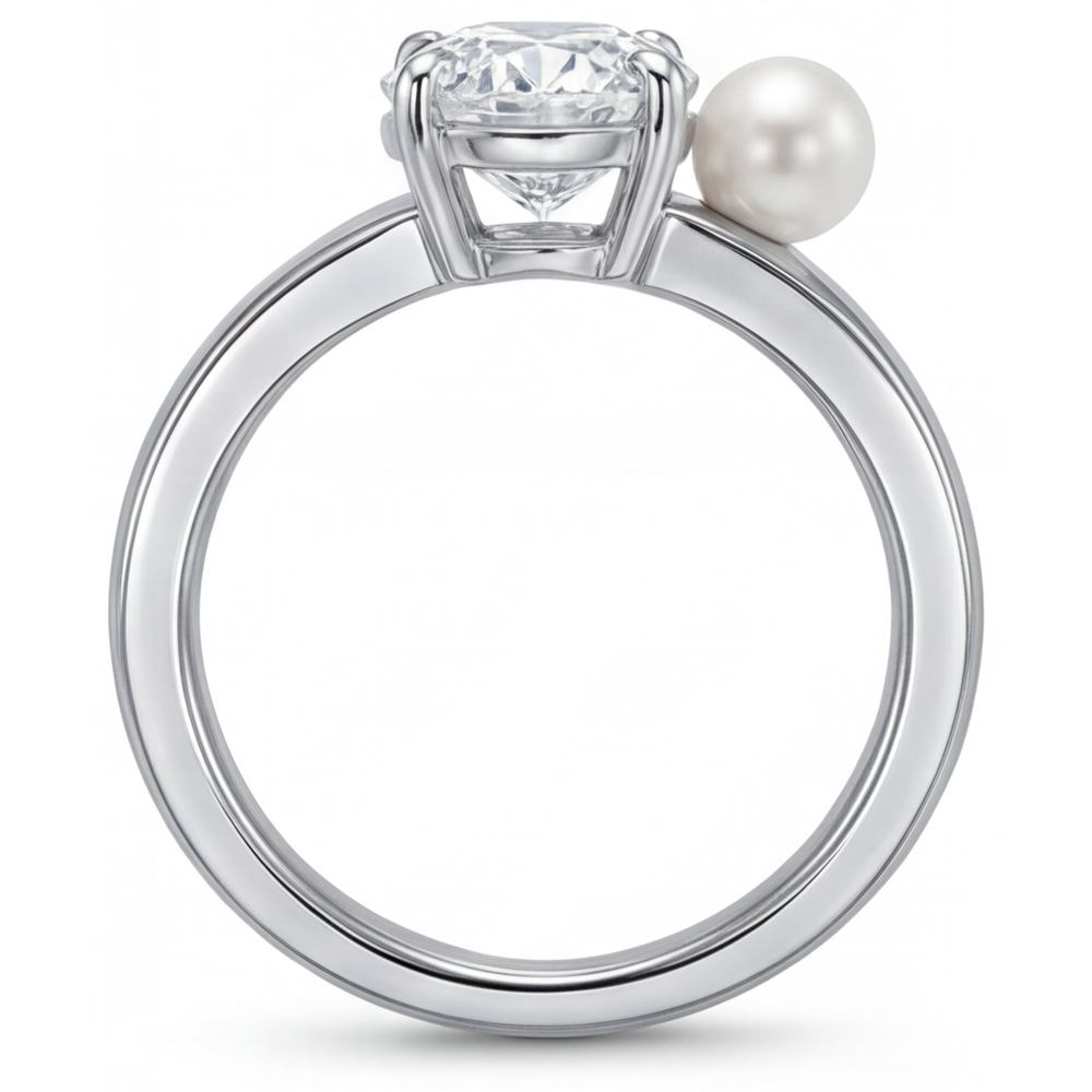 Solitaire Ring 14K White Gold with Fine Diamond – angle view