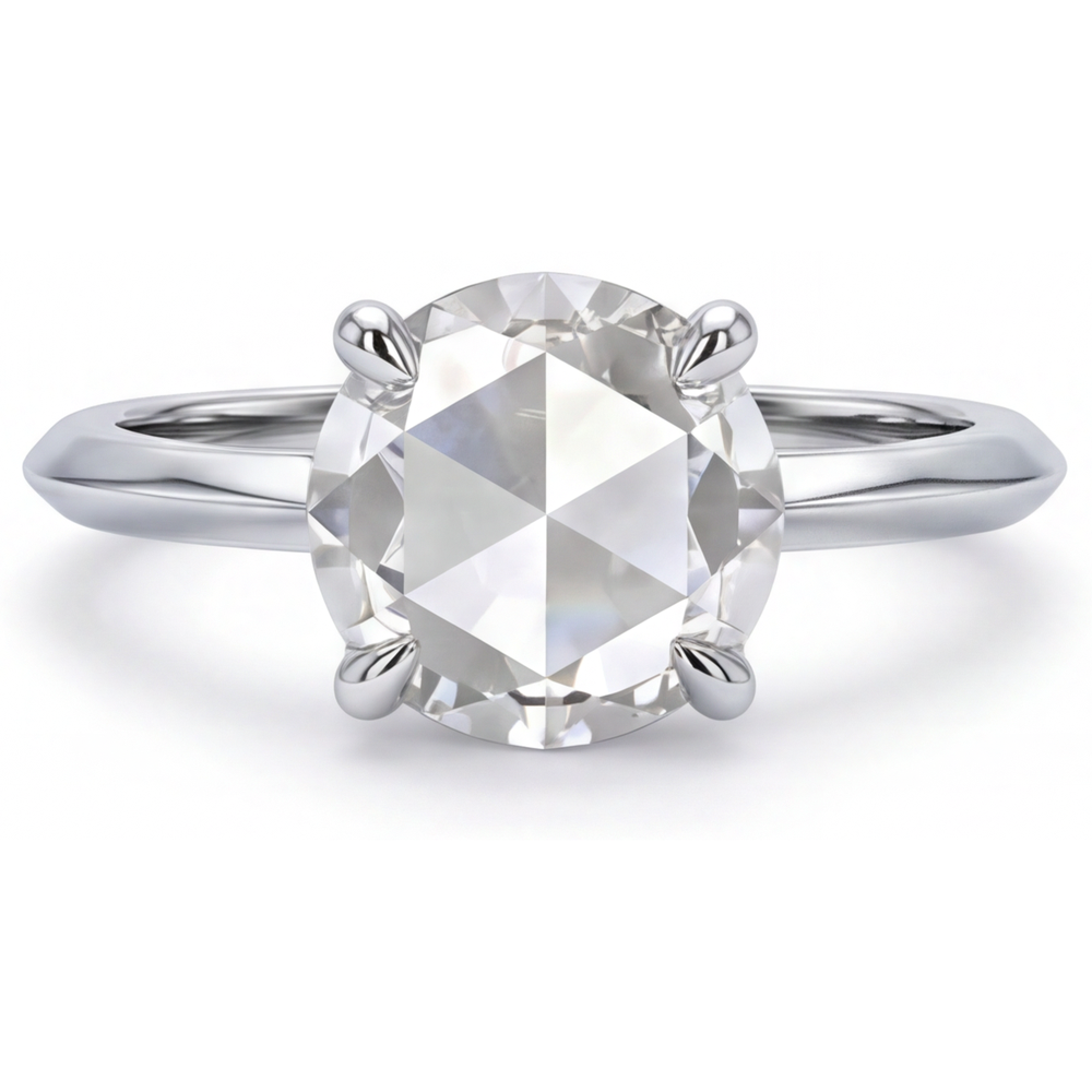 Fine Diamond Round Cut Solitaire Ring in 14K White Gold – main view
