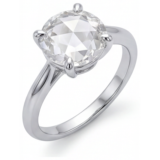 Fine Diamond Solitaire Ring 4-ct 14K White Gold – front view