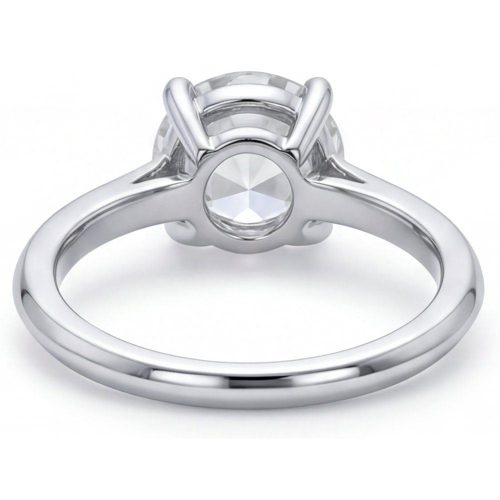 Fine Diamond Solitaire Ring 4-ct 14K White Gold – profile view