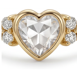 Antique Rose Cut Fine Diamond Solitaire Ring with Accents 1.75