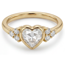 Heart Shape Fine Diamond ring in 14 Karat Yellow Gold – front view