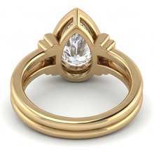 Pear Shape Fine Diamond ring in 14K Yellow Gold – back view