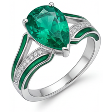 Pear Shape Fine Emerald ring in 14K White Gold – main view