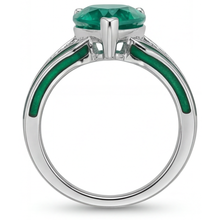 Fine Emerald Pear Shape Gemstone Ring in 14K White Gold – top view