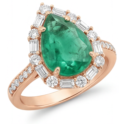 5 ct Fine Emerald Halo Setting Ring in 14 Karat Rose Gold