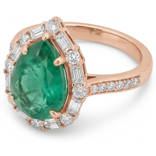 Fine Emerald Halo Setting Ring 5-ct 14 Karat Rose Gold – profile view