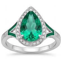 Pear Shape Fine Emerald ring in 14K White Gold – main view
