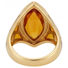 Natural Golden Citrine Gemstone Ring 11 ct 14K Yellow Gold – top view