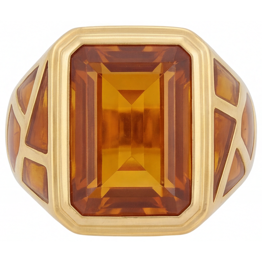 Authentic Golden Citrine Precious Stone Ring – main view