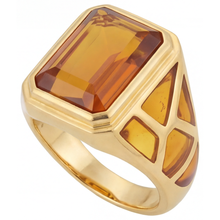 Authentic Golden Citrine Precious Stone Ring 11 ct 14K Yellow Gold – side view