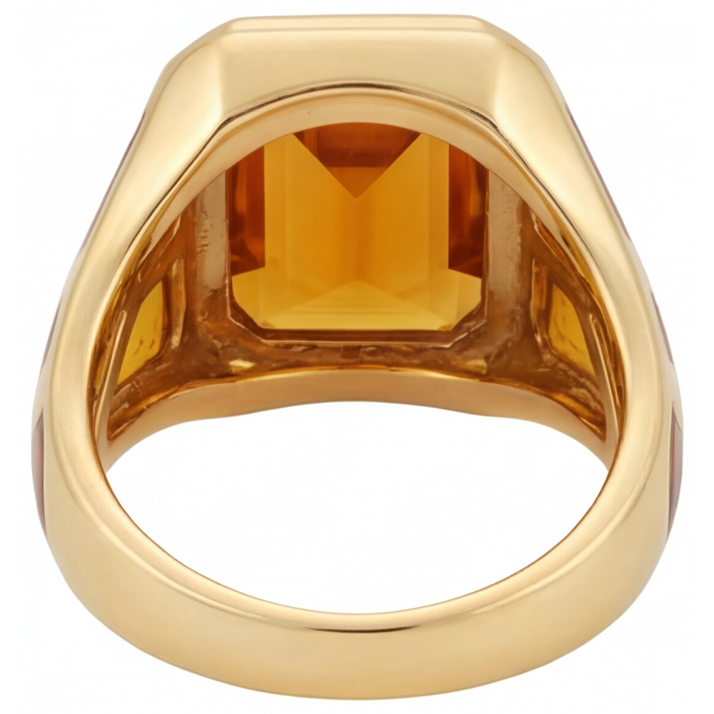 Precious Stone Ring 14K Yellow Gold with Golden Citrine – profile view