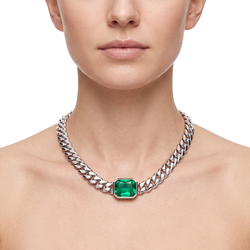 Miami Cuban Emerald Slide Necklace 30 Carats Gold