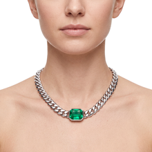 Miami Cuban Emerald Slide Necklace 30 Carats Gold