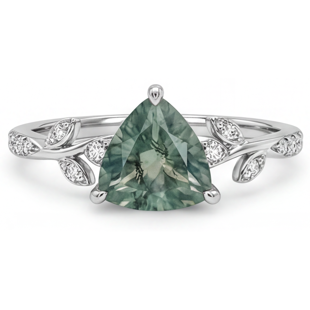 Natural Green Prasiolite Gemstone Ring – front view