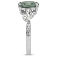 Trilliant Green Prasiolite ring in 14 Karat White Gold – top view