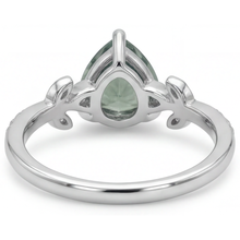 Green Prasiolite Trilliant Gemstone Ring in 14 Karat White Gold – back view
