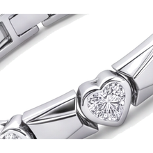 Heart Diamond Bracelet 5 Carat Lab Grown Fluted Bar Link 14K White Gold 7 Inch