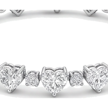 Heart Diamond Tennis Bracelet 6 Carat Lab Grown Bezel 14K White Gold 7 Inch