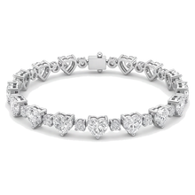 Heart Diamond Tennis Bracelet 6 Carat Lab Grown Bezel 14K White Gold 7 Inch