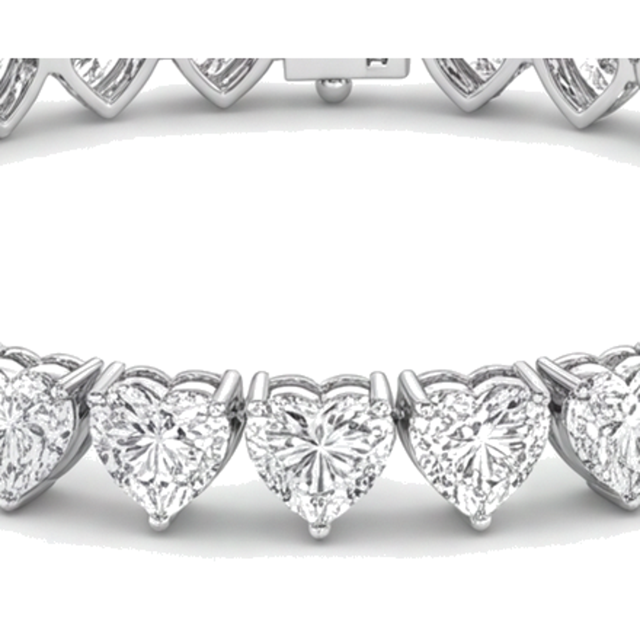 Heart Diamond Tennis Bracelet 7 Carat Lab Grown Prong 14K White Gold 7 Inch