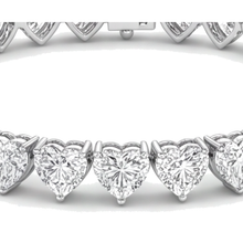 Heart Diamond Tennis Bracelet 7 Carat Lab Grown Prong 14K White Gold 7 Inch