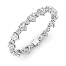Heart Diamond Tennis Bracelet 6 Carat Lab Grown Bezel 14K White Gold 7 Inch