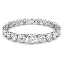 Heart Diamond Tennis Bracelet 9 Carat Lab Grown Prong 14K White Gold 7 Inch