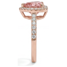 Padparadscha Sapphire Ring 2.3 Carat Real Heart Halo 14K Rose Gold