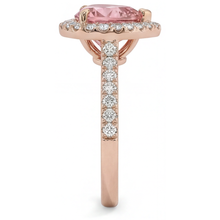 Padparadscha Sapphire Ring 2.3 Carat Real Heart Halo 14K Rose Gold