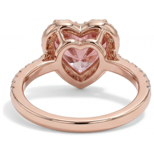 Padparadscha Sapphire Ring 2.3 Carat Real Heart Halo 14K Rose Gold