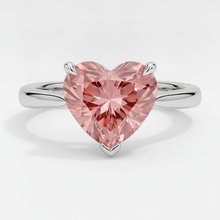 Peach Sapphire Engagement Ring 2.5 Carat Genuine Heart Padparadscha Solitaire 14K White Gold