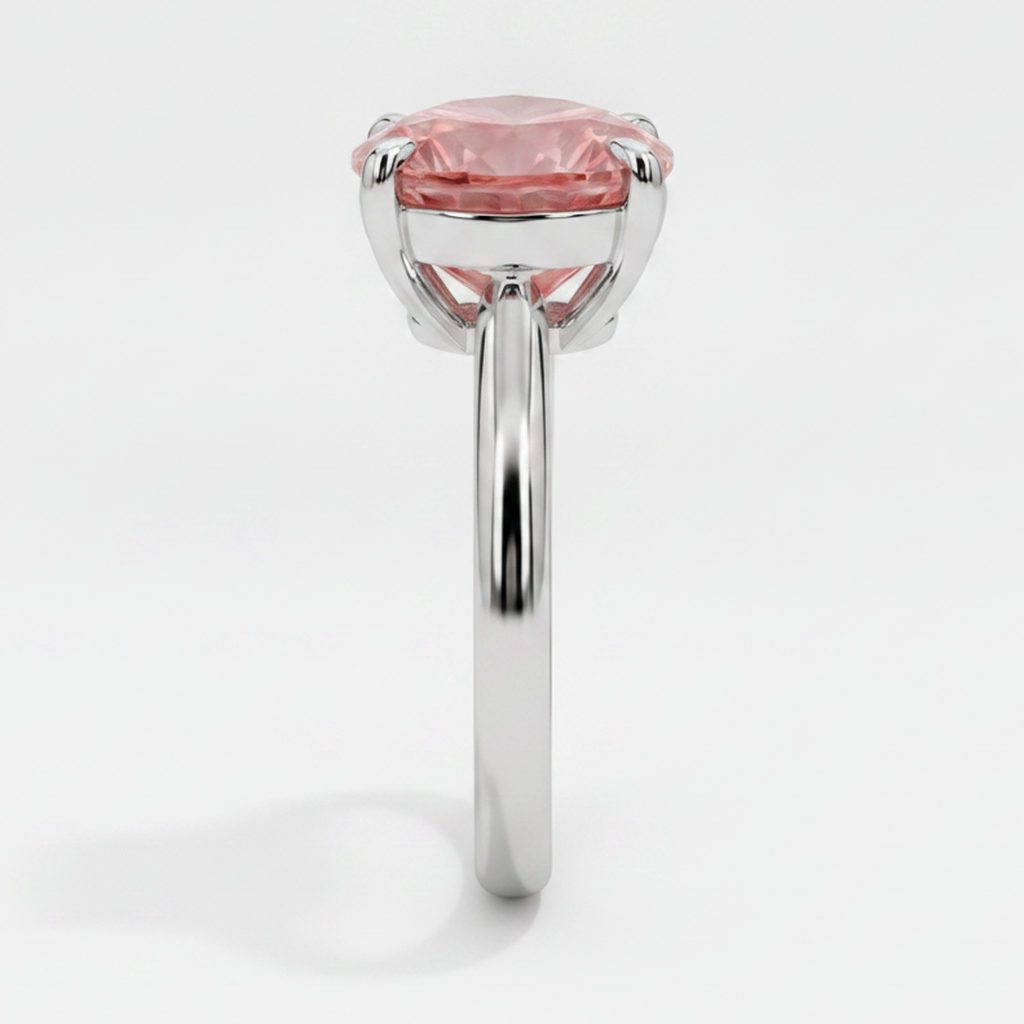 Peach Sapphire Engagement Ring 2.5 Carat Genuine Heart Padparadscha Solitaire 14K White Gold