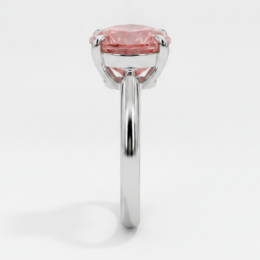 Peach Sapphire Engagement Ring 2.5 Carat Genuine Heart Padparadscha Solitaire 14K White Gold