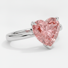 Peach Sapphire Engagement Ring 2.5 Carat Genuine Heart Padparadscha Solitaire 14K White Gold