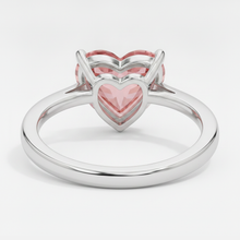 Peach Sapphire Engagement Ring 2.5 Carat Genuine Heart Padparadscha Solitaire 14K White Gold