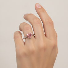 Peach Sapphire Engagement Ring 2.5 Carat Genuine Heart Padparadscha Solitaire 14K White Gold
