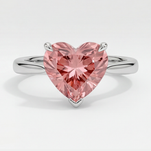 Peach Sapphire Engagement Ring 2.5 Carat Genuine Heart Padparadscha Solitaire 14K White Gold