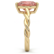 Peach Color Sapphire 1.5 Carat Real Heart Padparadscha Twist Solitaire Ring 14K Yellow Gold