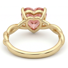 Peach Color Sapphire 1.5 Carat Real Heart Padparadscha Twist Solitaire Ring 14K Yellow Gold