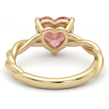Peach Sapphire Engagement Ring 1.5 Carat Real Heart Padparadscha Twist Solitaire 14K Yellow Gold