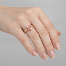 Peach Sapphire Engagement Ring 1.5 Carat Real Heart Padparadscha Twist Solitaire 14K Yellow Gold