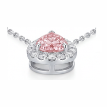 Pink Diamond Necklace 2 Carat Lab Grown Pear Halo Pendant 14K White Gold