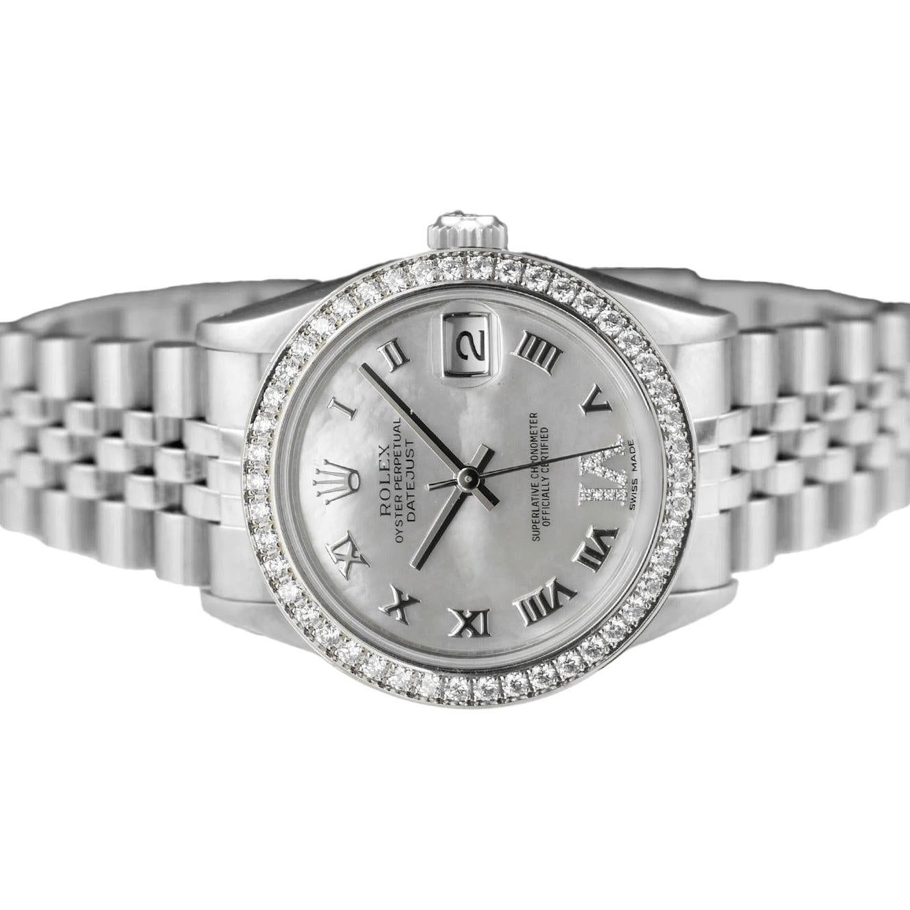 Jubilee Bracelet Custom Diamond Bezel Midsize Dj Rolex Watch Ss
